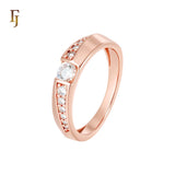 Cubic Zirconia Solitaire Band Ring 14K Gold and Rose Gold Plated Hypoallergenic Tarnish Resistant Jewelry FJ Fallon Jewelry