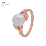Perle unter Blättern elegante Rose Gold Fashion Ringe
