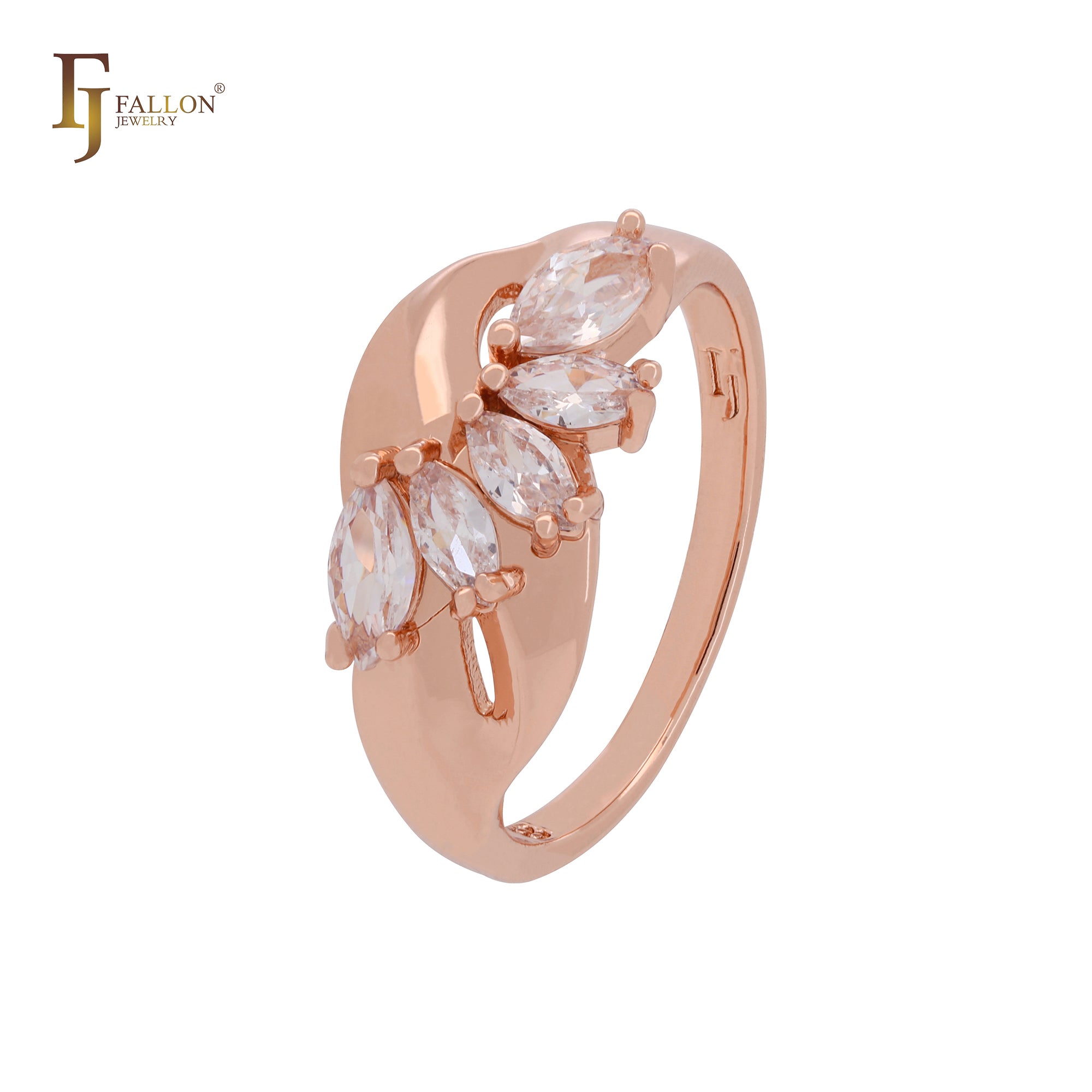 Luxuriöse Cluster Marquise Olivgelb oder Weiß Zirkonia Roségold Moderinge