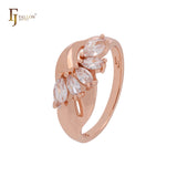 Luxuriöse Cluster Marquise Olivgelb oder Weiß Zirkonia Roségold Moderinge