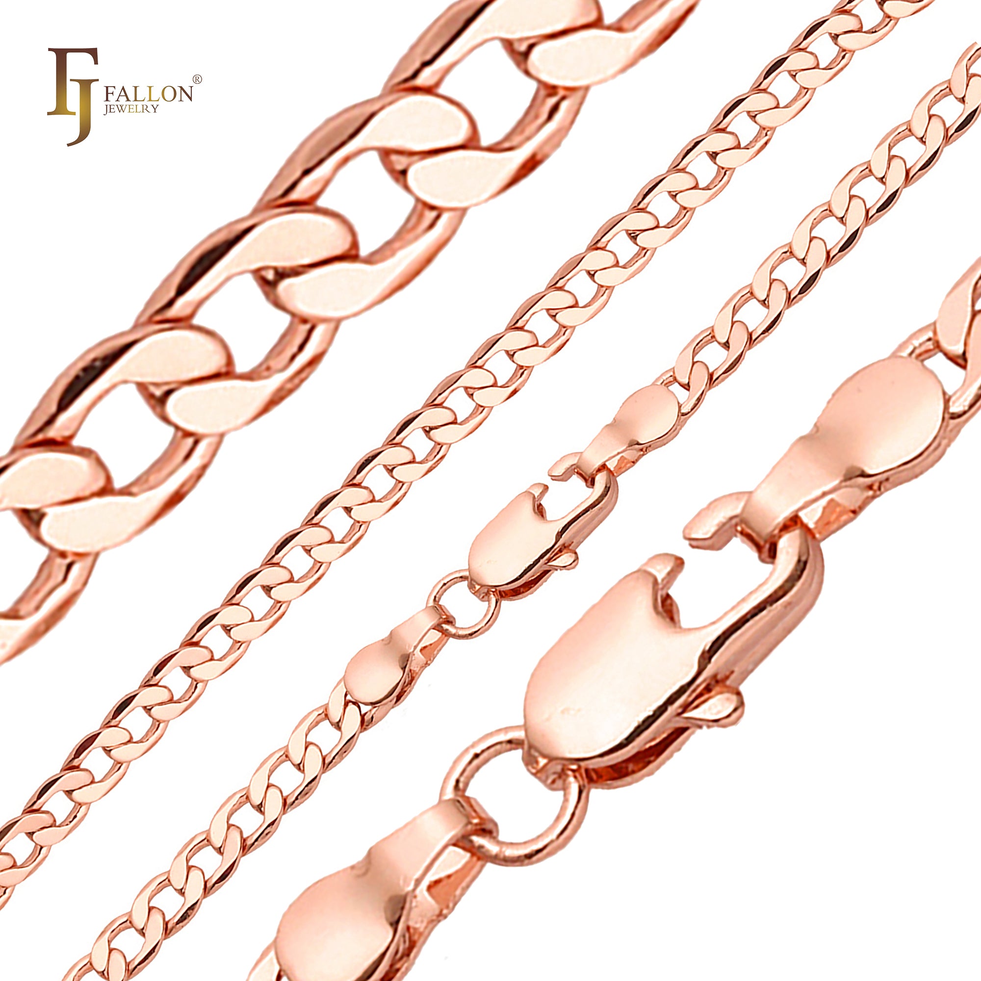 Cadenas clásicas de eslabones chapadas en oro rosa, dos tonos