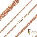 Cadenas de cuerda de oro rosa con corte de diamante y oro de 14 quilates