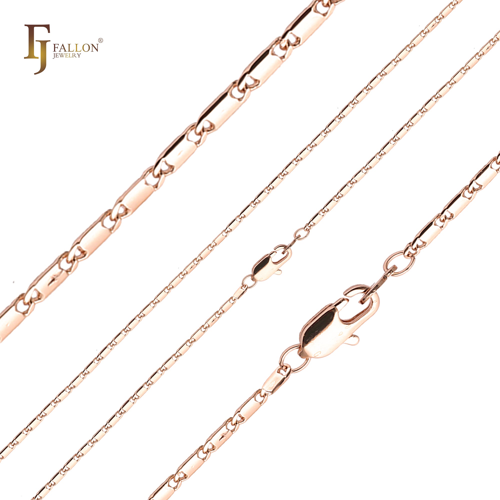 Glossy Solid snail link chains plated in 14K Gold, Rose Gold, two tone, 18K Gold, White Gold