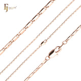 Glossy Solid snail link chains plated in 14K Gold, Rose Gold, two tone, 18K Gold, White Gold