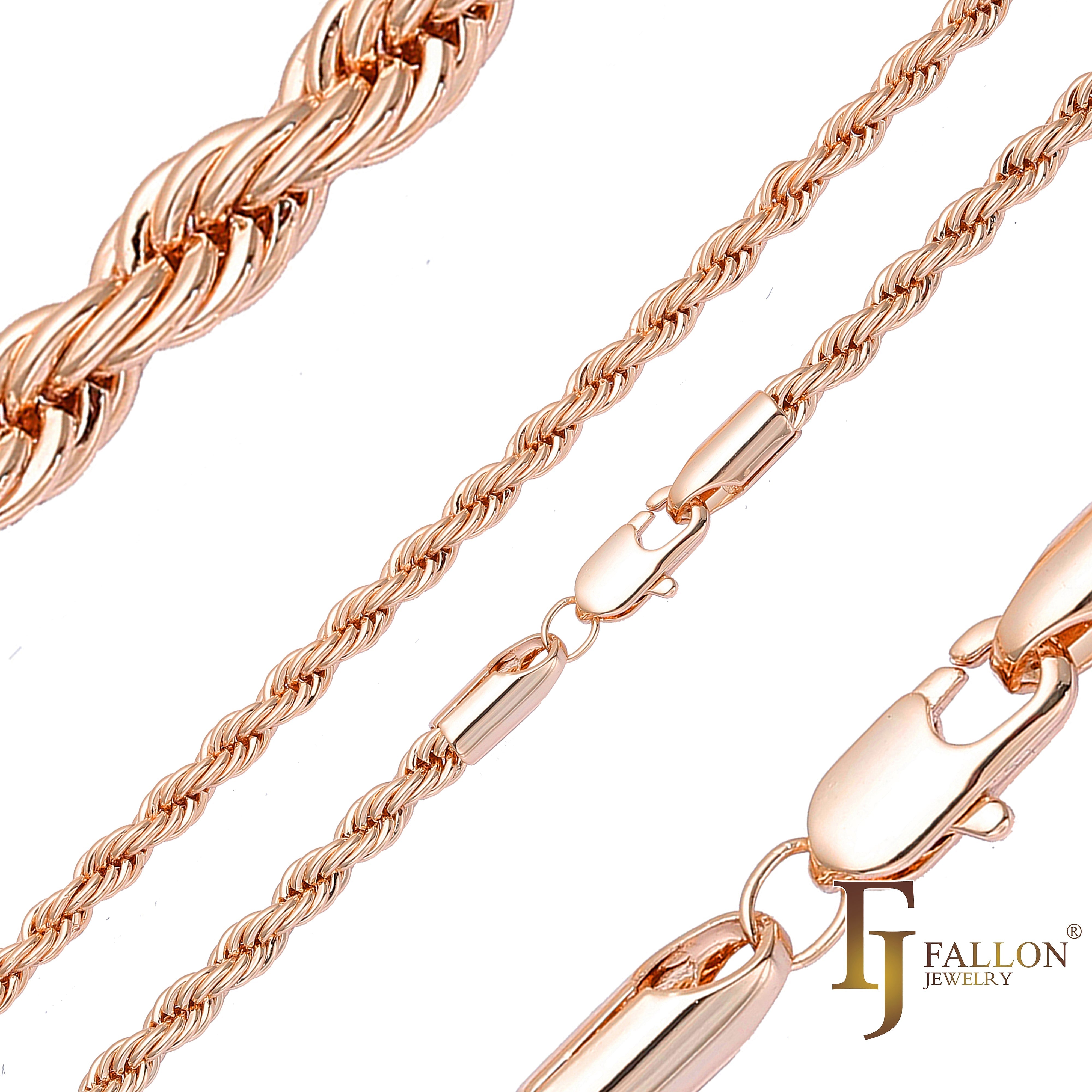 Classic French Rope chains plated in Rose Gold, two tone, three tone