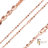 Cadenas de encaje de lentejuelas chapadas en oro blanco, Oro 14K, oro rosa