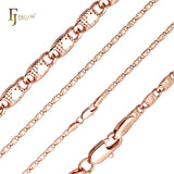 Cadenas de oro rosa macizo con eslabones de corazón de caracol y puntos martillados