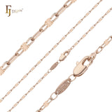 Sunburst Sequin chains plated in 14K Gold, Rose Gold, two tone