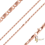Cadenas de oro rosa macizo con eslabones de corazón de caracol y puntos martillados