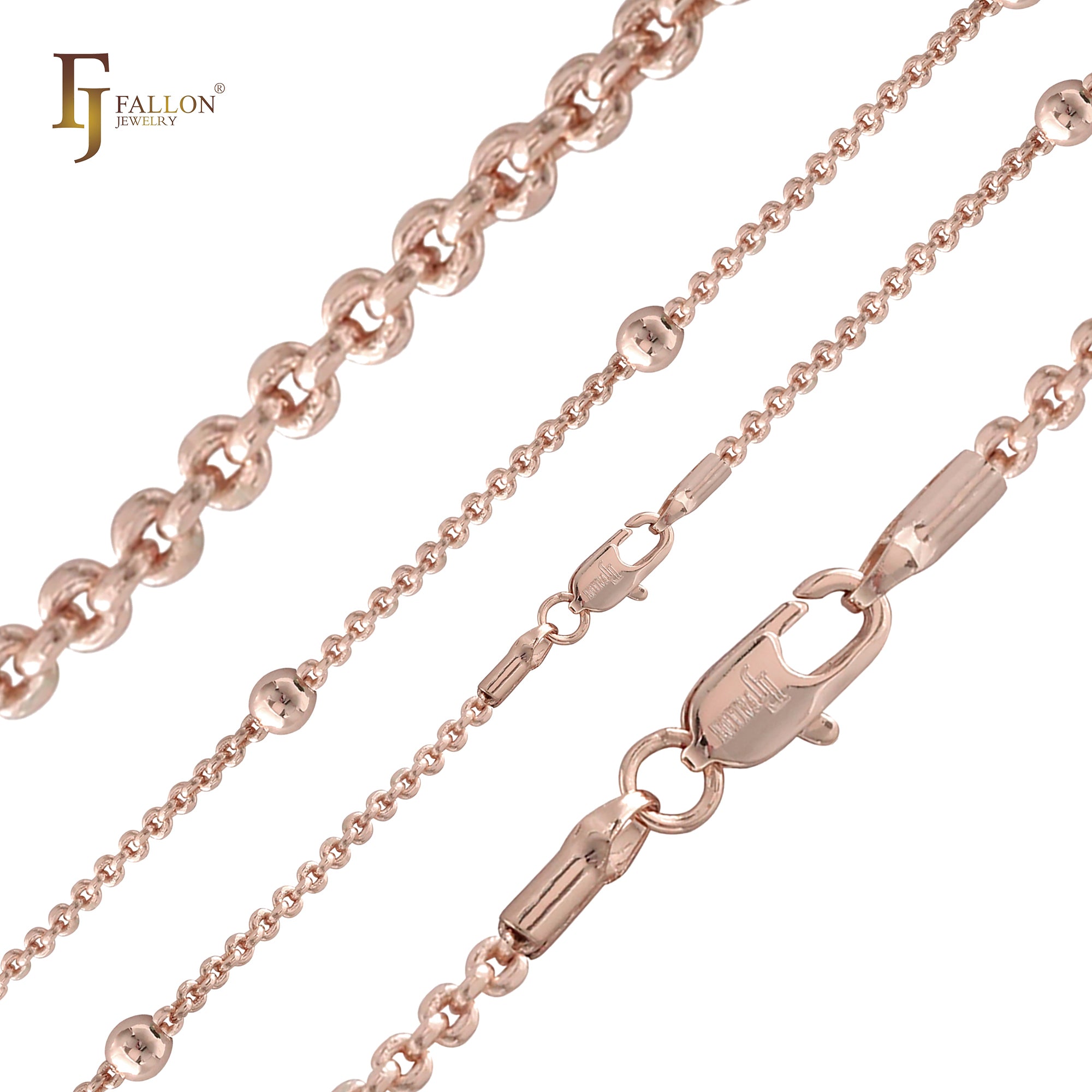 Cadenas de oro rosa y oro de 14 quilates con eslabones tipo cable Rolo martillados