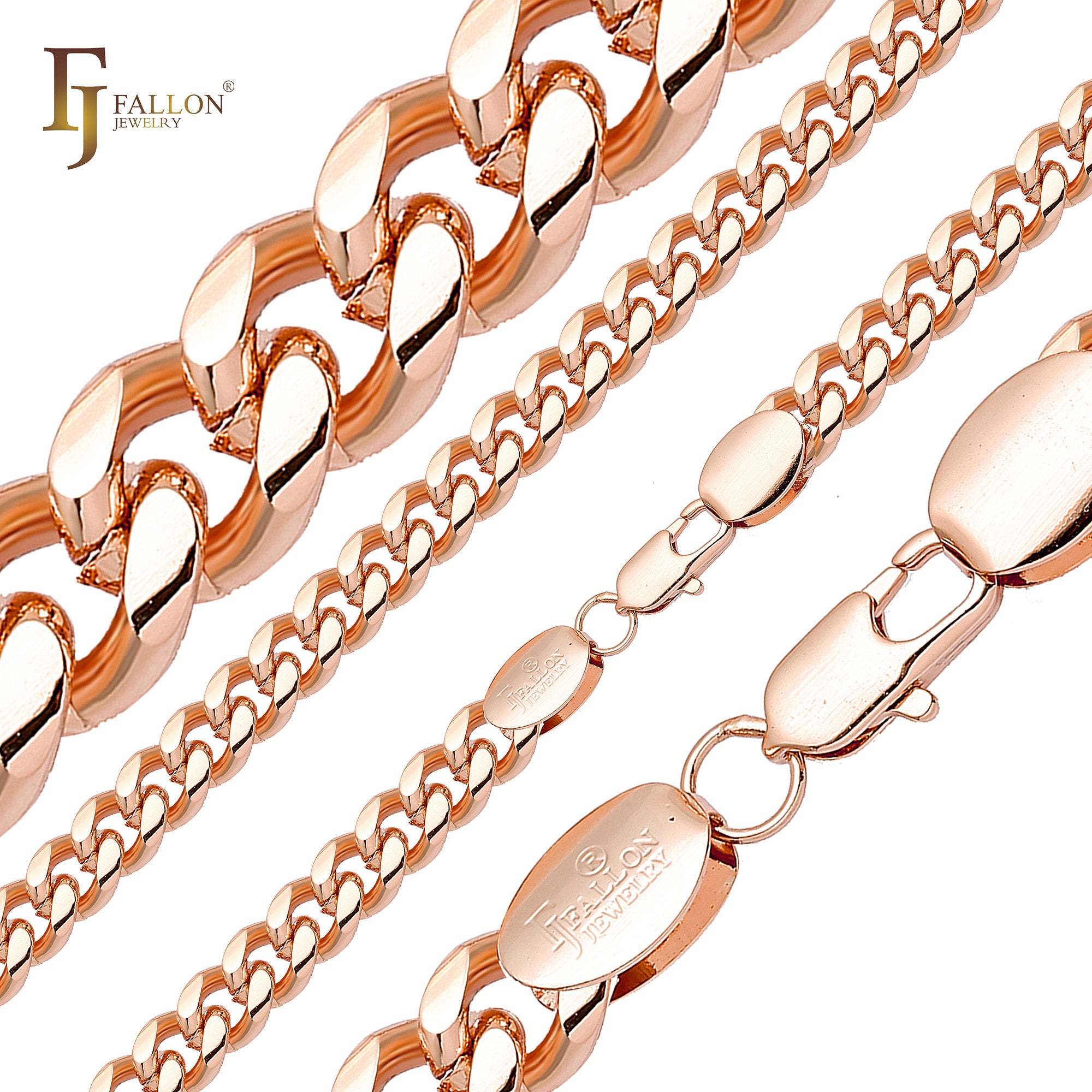 .Classic Miami Style Rose Gold, correntes cubanas de dois tons RF