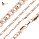 Correntes marteladas dispersas com elos de meio-fio banhadas em ouro 14K ou ouro rosa