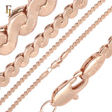 14K ゴールド、18K ゴールド、ローズゴールド、ホワイト ゴールドでメッキされたサーペンタイン ファンシー リンク 幅広チェーン