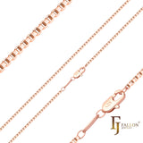 Cadenas de eslabones Thin Box enchapadas en Oro 14K, oro rosa, oro blanco