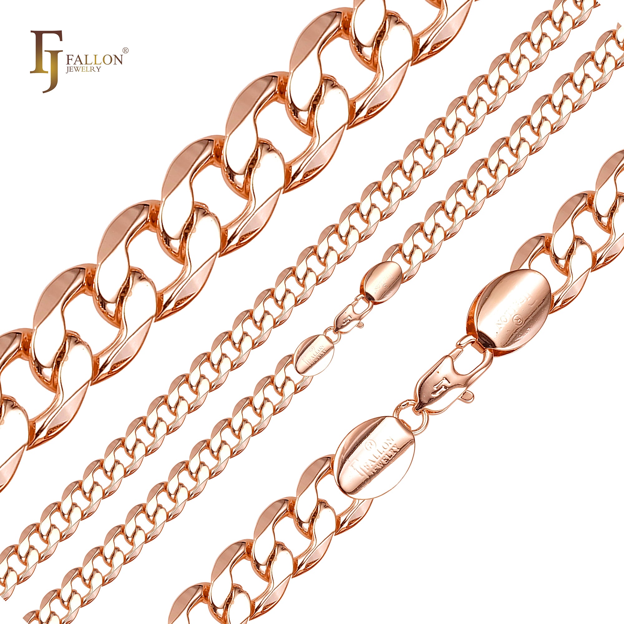 Cadenas clásicas de eslabones chapadas en oro rosa, dos tonos
