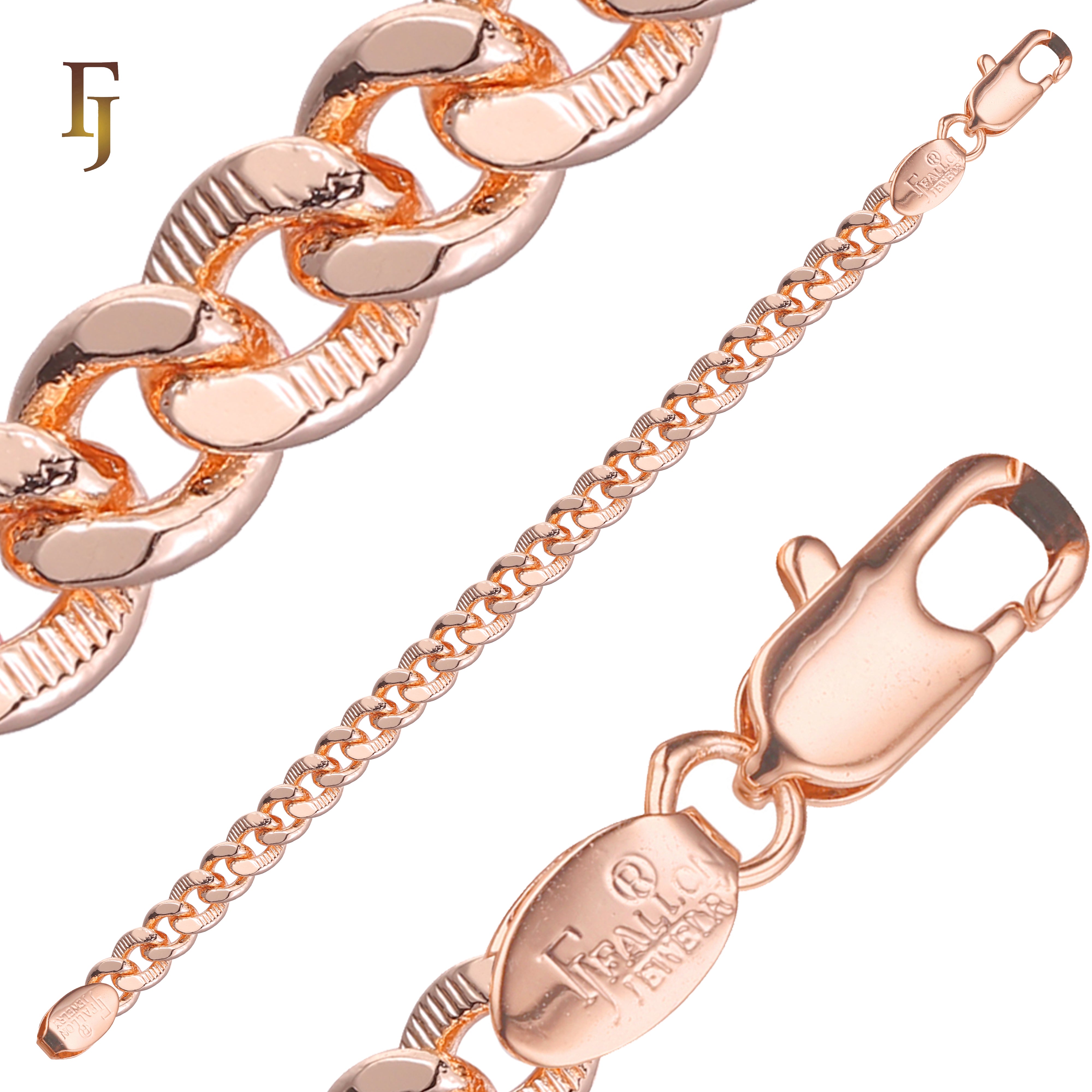 Cadenas martilladas de flanco cubano estilo Miami chapadas en Oro 14K, oro rosa