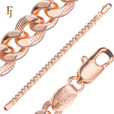 Cadenas martilladas de flanco cubano estilo Miami chapadas en Oro 14K, oro rosa