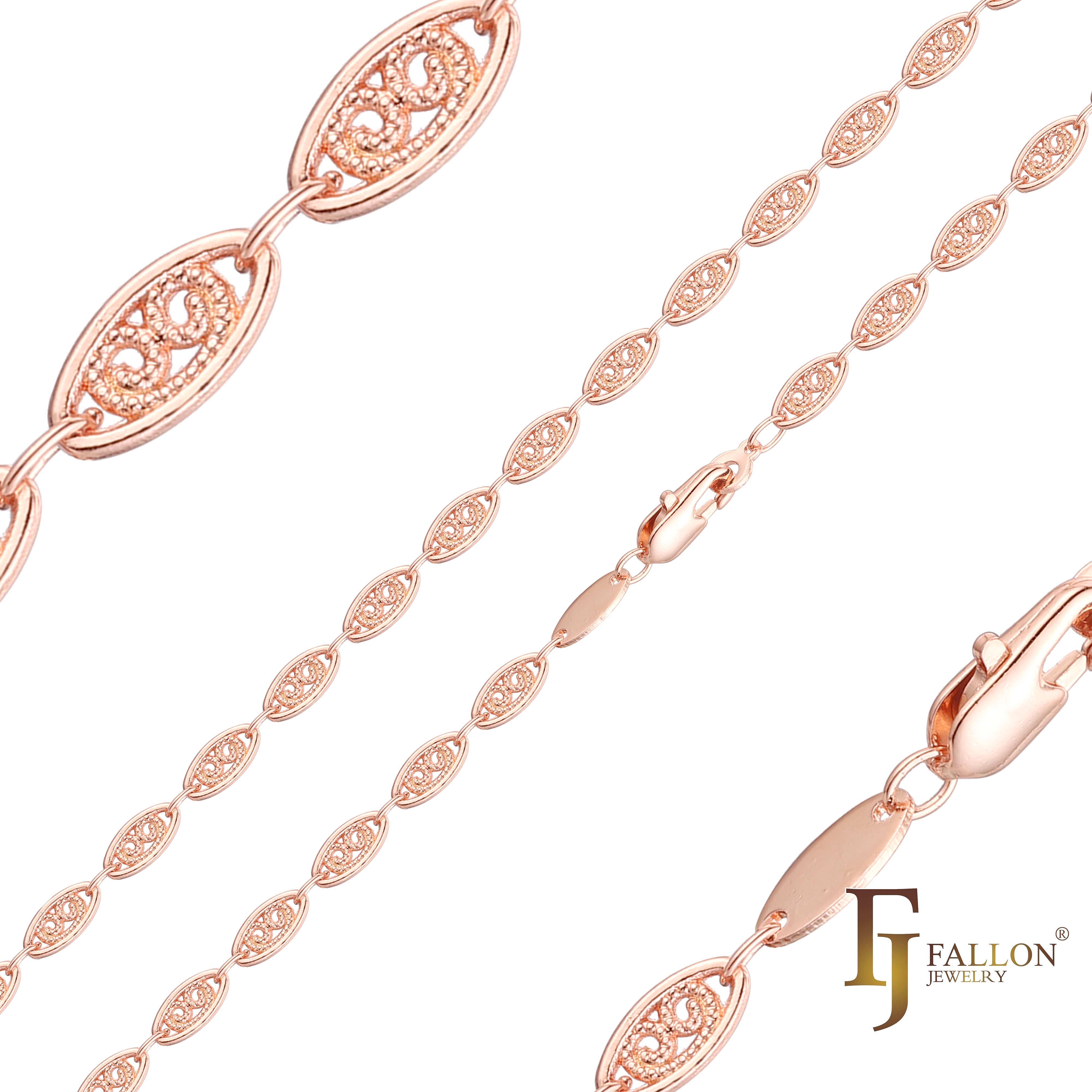 Cadenas de eslabones ovalados de dos tonos en oro rosa de 14 quilates y Cloud Fancy