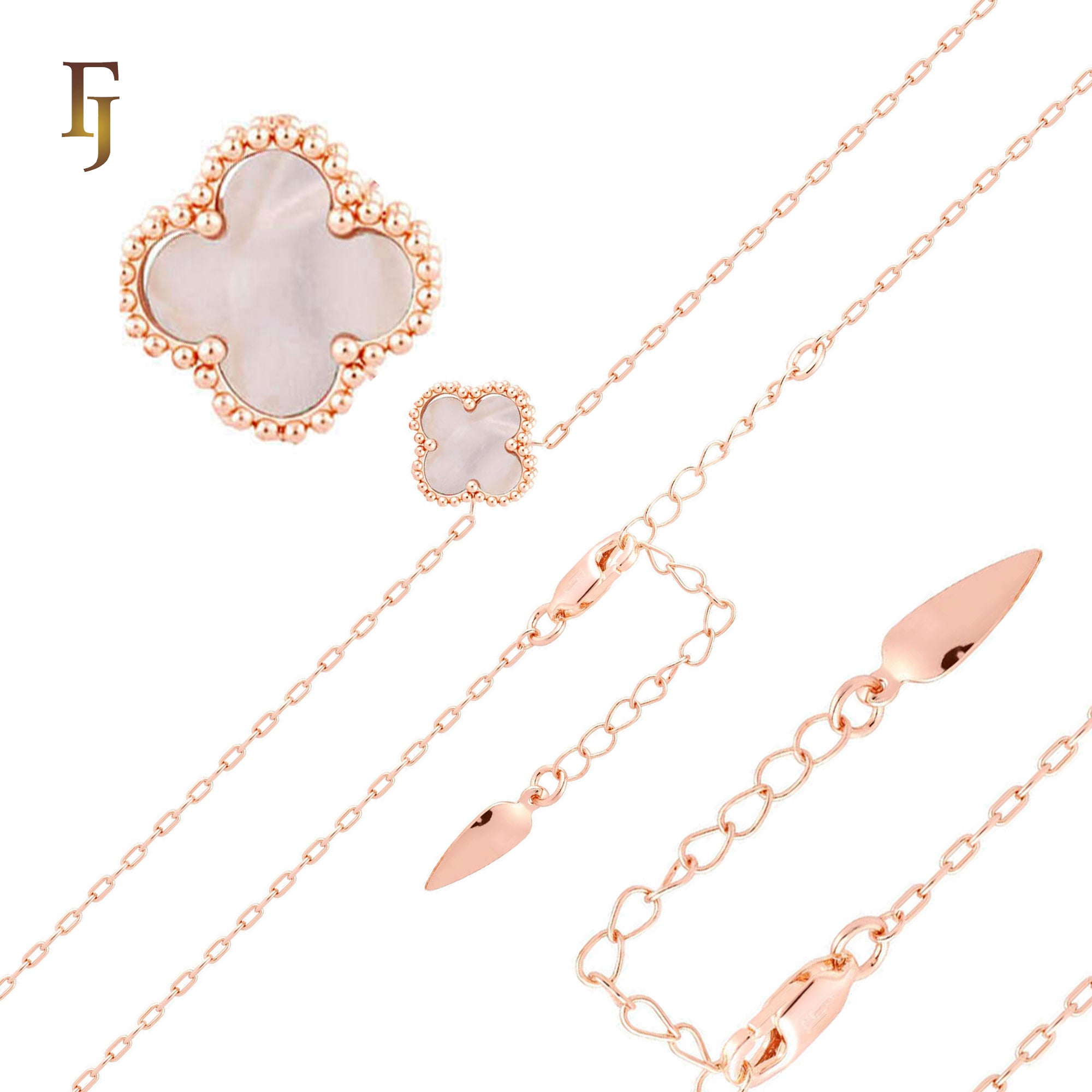 Браслеты или цепочки в форме скрепок из розового золота белого или черного клевера