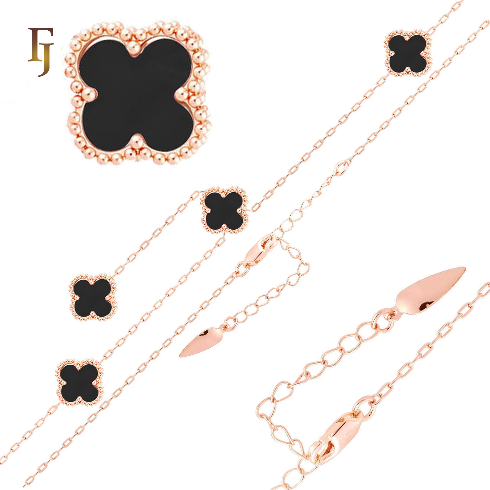 Classic Clover Beaded Four 4 Pieces Necklaces Chain