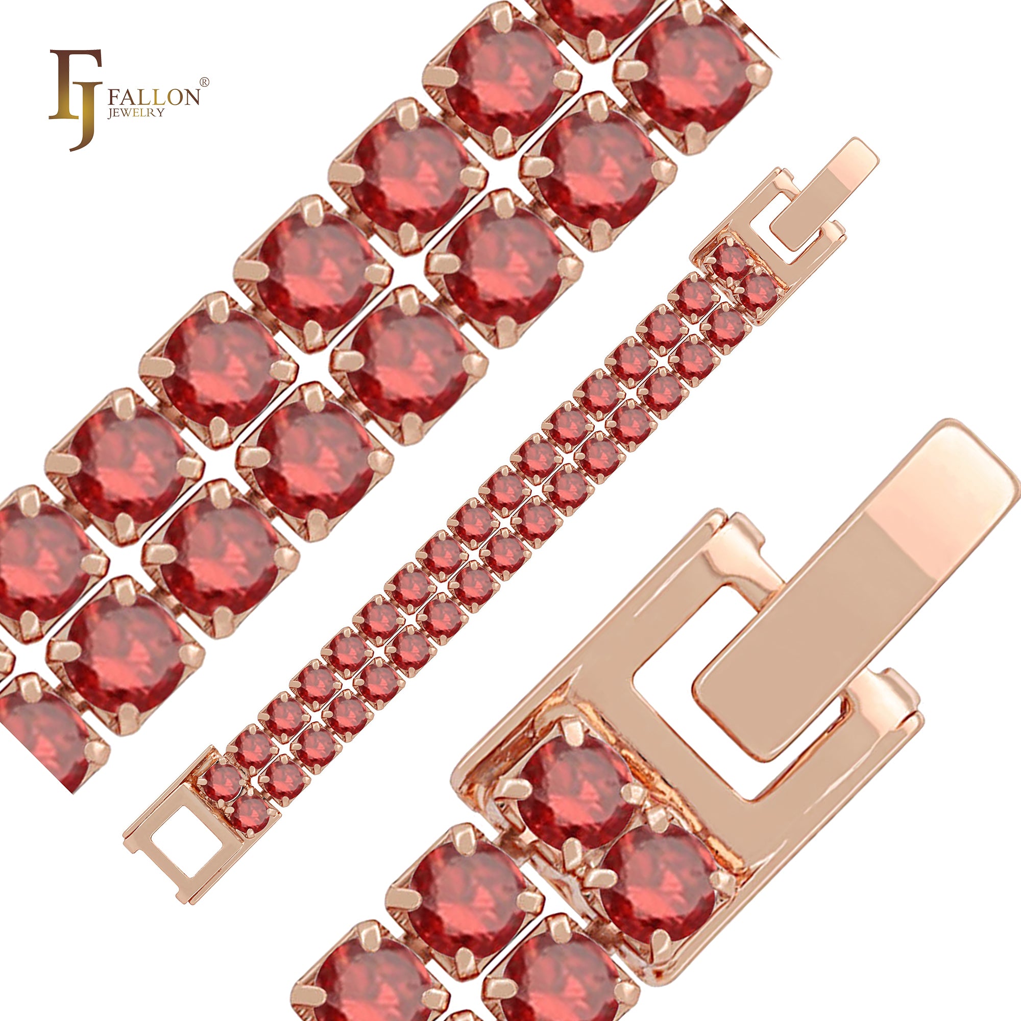 Pulseras de oro rosa y oro de 14 quilates con circonitas cúbicas