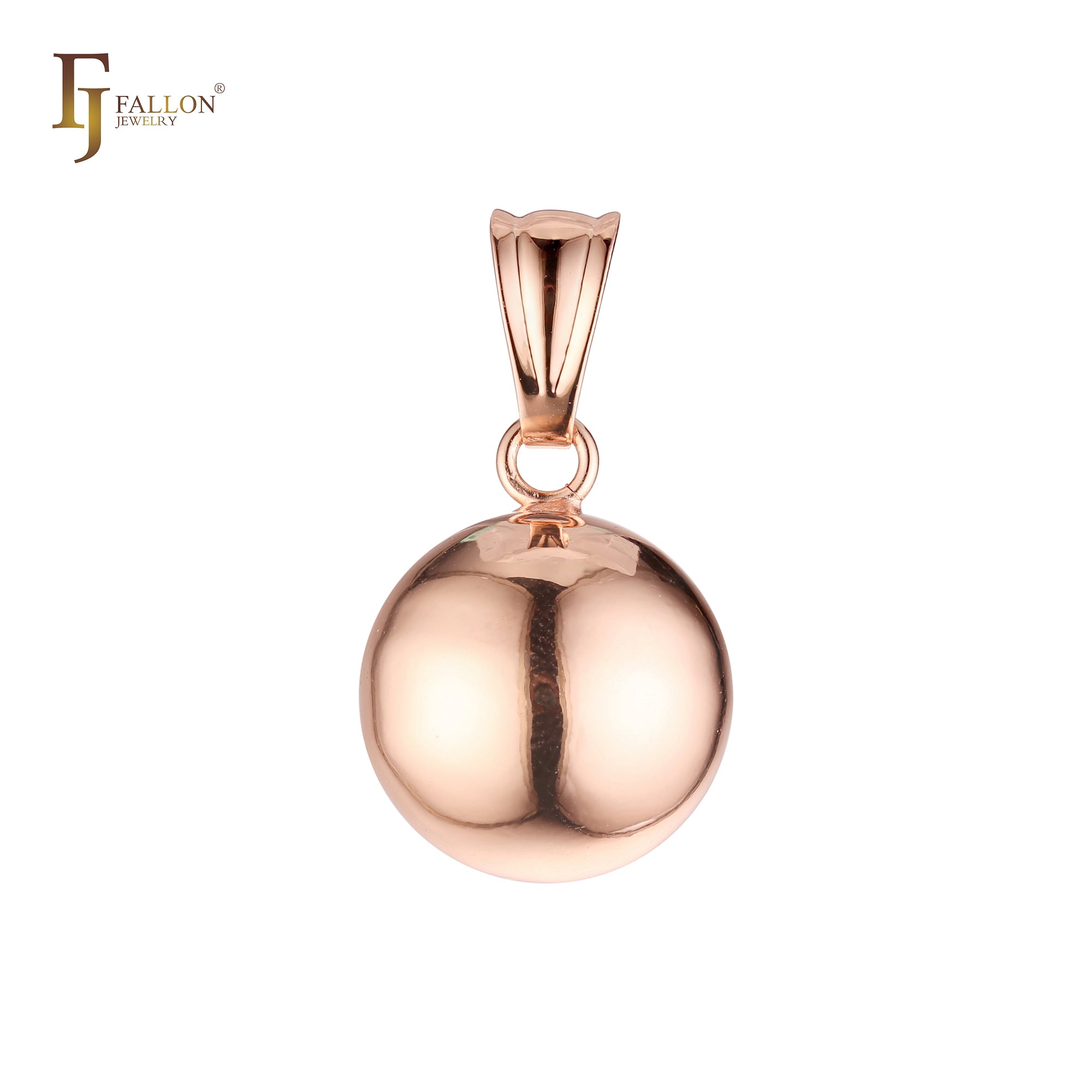 Colgante solitario de oro rosa con cuentas redondas puras de 18 mm o 20 mm