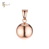 Colgante solitario de oro rosa con cuentas redondas puras de 18 mm o 20 mm