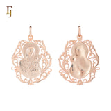Virgin Mary Pendant in Polished Silver with Filigree Frame – Orthodox Religious Jewelry by FJ Fallon Jewelry