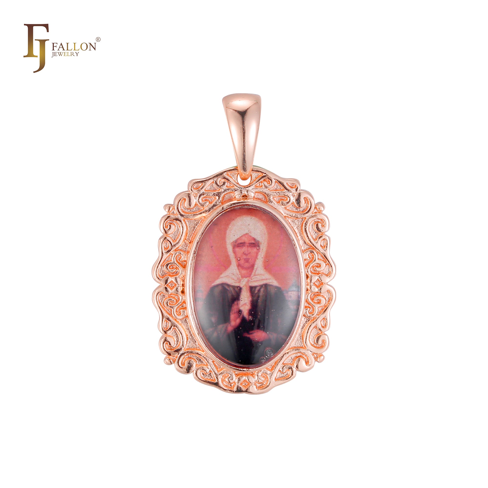 Religious portrait gallery pendant of Virgin Mary Guadalupe or Saint Matrona