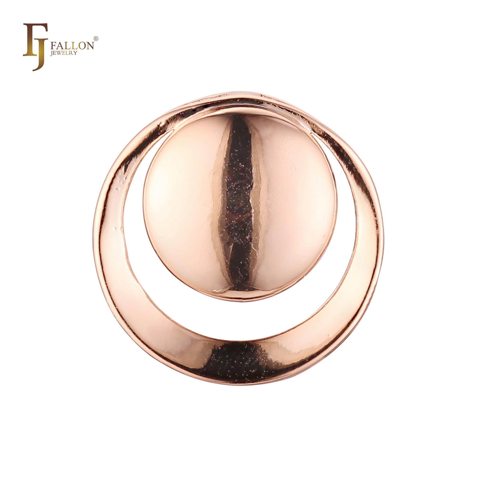 Rounded Circle and Moon Rose Gold Geometric Pendant