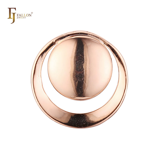 Rounded Circle and Moon Rose Gold Geometric Pendant