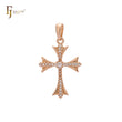 Cluster white CZs 14K Gold Latin Cross Pendant