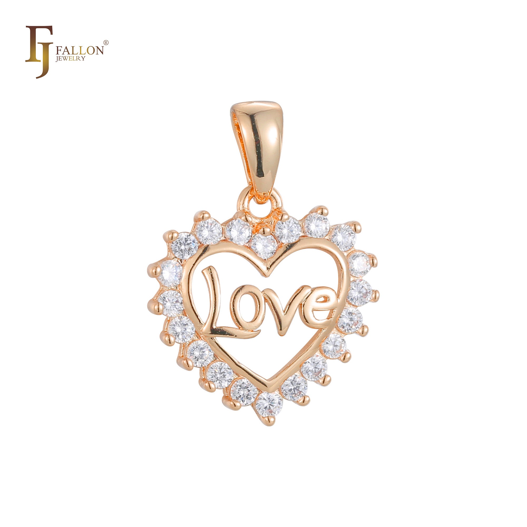 14K 金、18K 金、镀玫瑰金颜色的 Love and heart 簇状吊坠