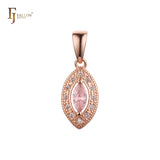 Подвеска Solitaire Marquise halo с CZ, золото 14 карат, розовое золото