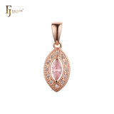 Подвеска Solitaire Marquise halo с CZ, золото 14 карат, розовое золото
