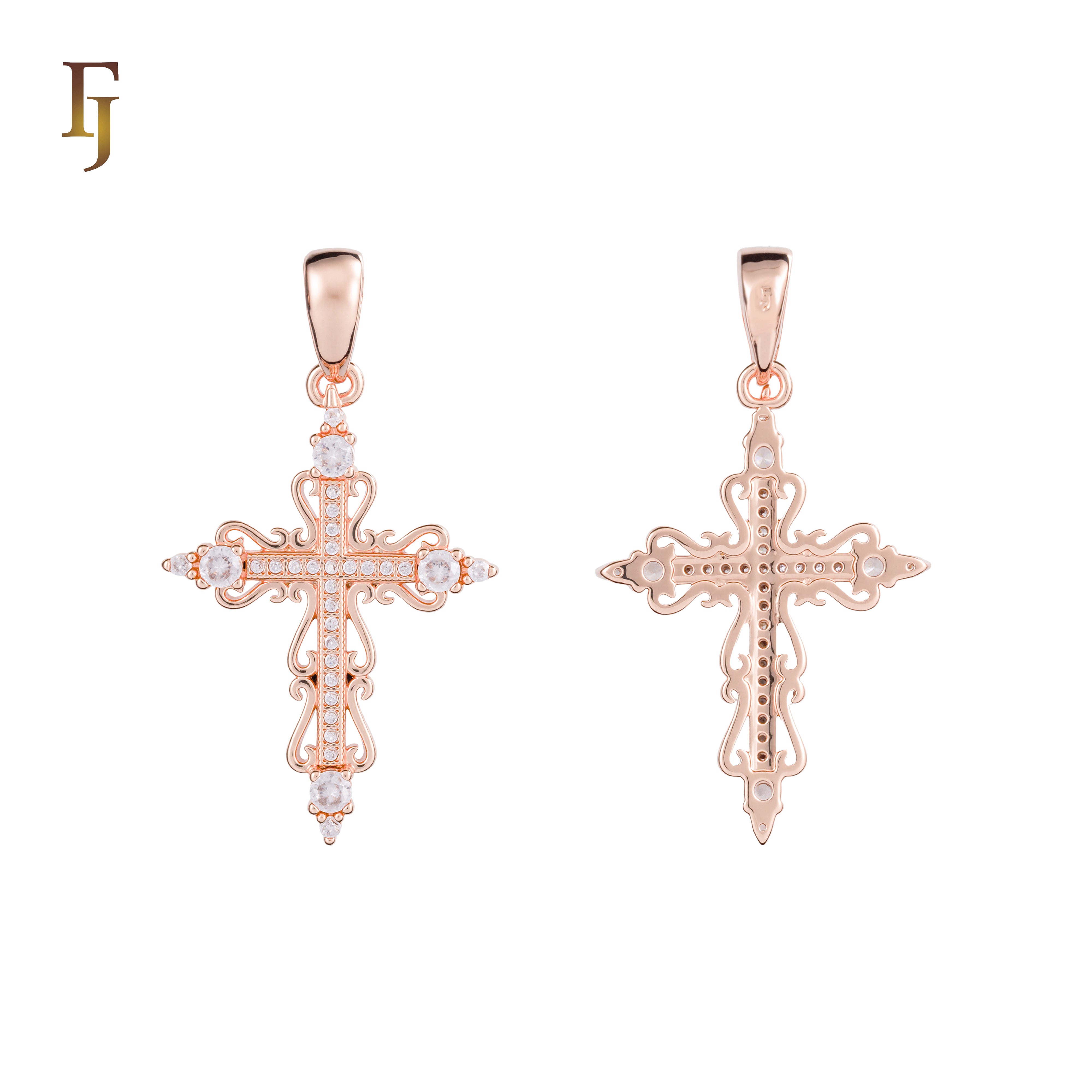 Orthodox Cross Pendant Collection – Religious Gold-Plated Charms with CZ Stones for Faith & Gifts