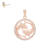 星座系列 Zodiac 玫瑰金双色吊坠 - 密镶方晶锆石