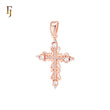 Latin Style Filigree white CZs paved Religious Rose Gold Christian Cross Pendant