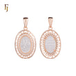 Orthodox Christian Oval Virgin Pendant Necklace with Crystal Hearts and Rose Gold Plating