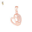 Dashin paved white CZs arrow of heart and Heart Rose Gold Pendant