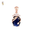 Halo the solitaire Oval Blue stone Rose Gold Solitaire Pendant