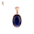 Halo the solitaire Oval Blue stone Rose Gold Solitaire Pendant