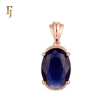 Halo the solitaire Oval Blue stone Rose Gold Solitaire Pendant
