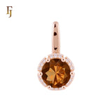 Solitaire Halo Großer, abgerundeter, bunter CZ-Solitäranhänger aus Roségold, zweifarbig