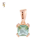 Solitário de zircônia cúbica branca quadrada com garra, ouro 14K, pingente de ouro branco