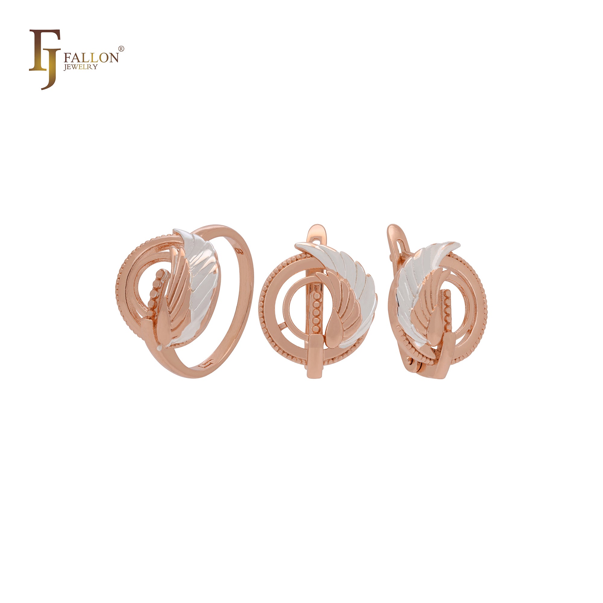 Engelsfederflügel Kreis Roségold Schmuckset mit Ringen