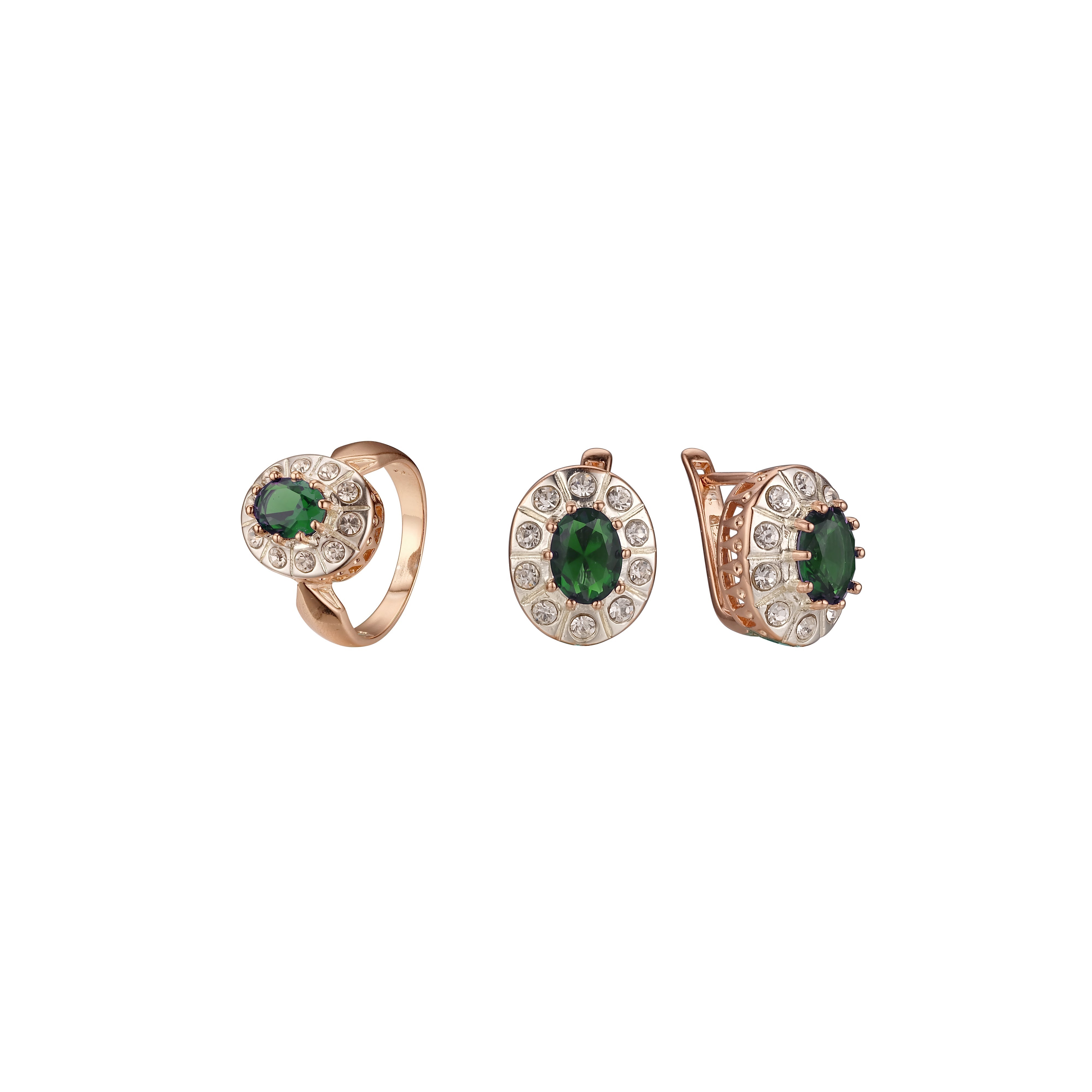 Conjunto de halo de oro rosa con anillos