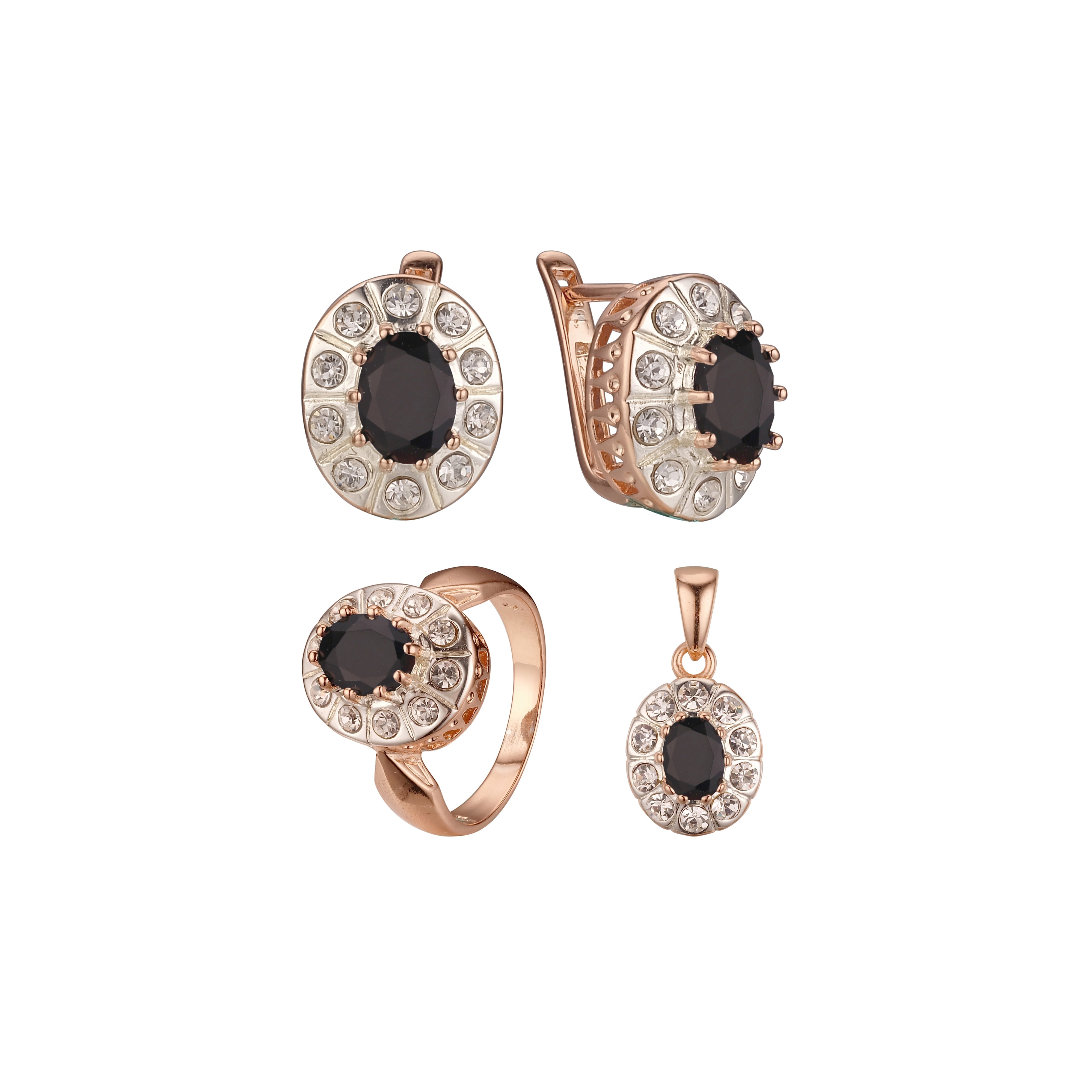 ローズゴールドメッキのヘイローセット、ツートーン