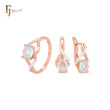 Solitär Oval Seeblau CZ mit weißen CZs des Bandes Roségold zweifarbiges Schmuckset mit Ringen