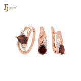Birnenförmiger Zirkonia mit weißen Zirkonia, zweifarbiges Schmuckset aus Roségold mit Ringen